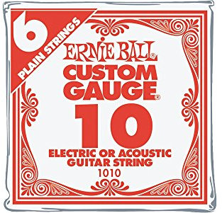 Ernie Ball Nickel Plain Single Guitar String .010 6-Pack