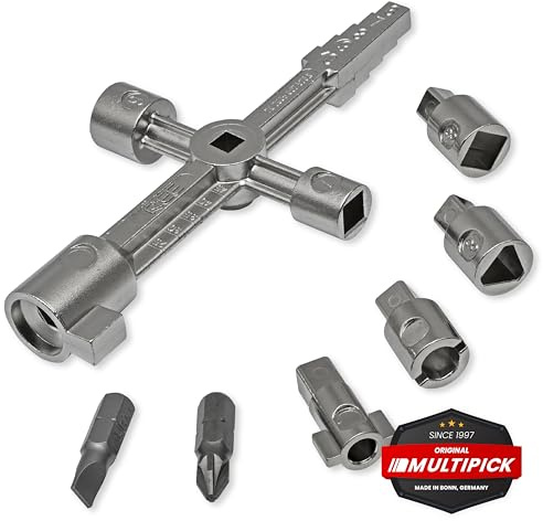 Multipick Universalschlüssel Set [magnetische Aufsätze] Schaltschrankschlüssel - Multifunktionsschlüssel Mini- 10 Profile inkl. Adapter - Universal Vierkantschlüssel - 3 Kant Schlüssel