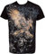 Sakkas 255T Clutching Eagle & Fleur De Lis Metallic Silber Geprägtes Baumwoll-T-Shirt - Schwarz/Klein