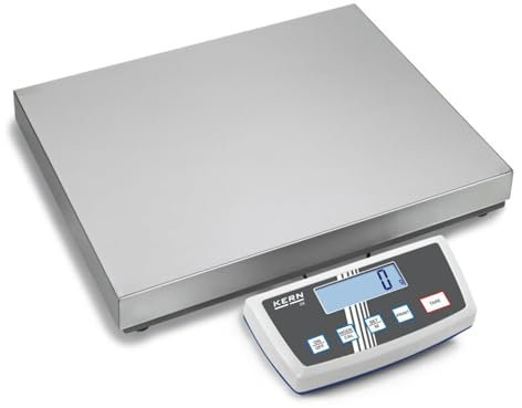 KERN Edelstahl Plattformwaage - Langjähriges Erfolgsmodell mit Staub- und Spritzwassergeschütztem Auswertegerät, 150 kg Wägebereich, 522mm x 403mm x 83mm