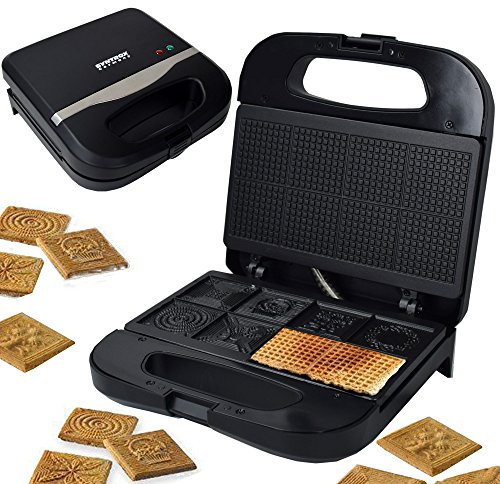 Syntrox Germany ZWE-800 Zimtwaffelautomat Zimtwaffeleisen zum Backen von 8 leckeren Zimtwaffeln