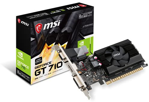 MSI NVIDIA GEFORCE GT 710 2GD3H LP Graphics Card '2GB DDR3, 954MHz, Low Profile, Low Consumption, VGA, DVI-D, HDMI, HTPC, Silent Passive Fanless Cooling System'
