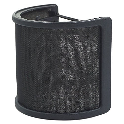 LEAGY Metall Mesh und Schaumstoff-Schicht Mikrofon Cover Handheld Mikrofon Pop Filter Windschutzscheibe Wind Screen Studio Shield Halterung, Schwarz
