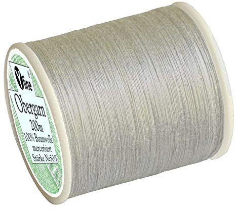 1 Stück Spule a. 200m Obergarn, Baumwoll - Nähfaden, hell - grau, Ne 50/3, für die Nähmaschine Nähgarn Garn, 2975