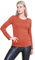 janisramone® Long Sleeve T Shirts Women, Plain Round Neck Breathable Basic Summer Tops for Women UK, Stretchy Slim Fitted Going Out Tops Rust