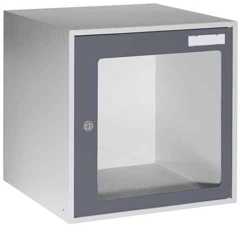QUIPO kilitli bölme küpü | de?erli e?ya dolab? | dolap | pencereli kilit küpü, Y x G x D 450 x 450 x 450 mm, kap? çerçevesi bazalt Gri RAL 7012