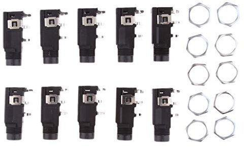 P Prettyia 10 Stück Klinken Einbaubuchse 6,3mm offen Mono mit Schalter für Audio-Geräte
