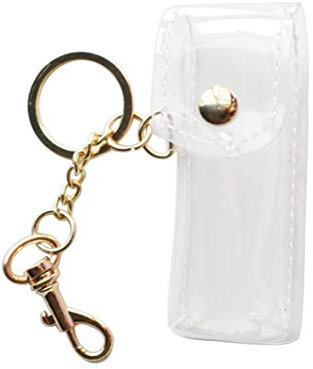 Chapstick Schlüsselanhänger-Halter, transparent, modisch, Lippenstift-Etui, Lippenbalsam-Halter mit Schlüsselanhänger, tragbar, Geschenk für Frauen und Mädchen (1 Packung)