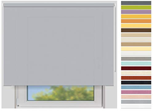 EFIXS Sichtschutzrollo Maxi - 32 mm Welle - Breiten: 40-240 cm - Höhen bis 240 cm - Hier: 240 cm x 190 cm (Stoffbreite x Höhe) - hellgrau (4934) - lichtdurchlässig - Blickdicht