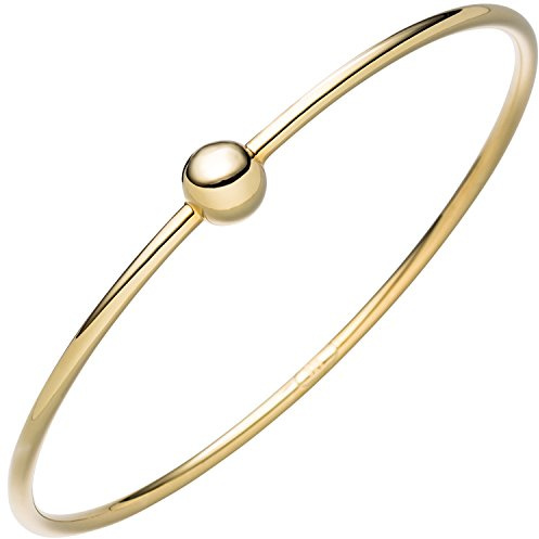 Jobo Damen-Armreif aus 925 Sterling Silber vergoldet mit einzelner Kugel 20 cm