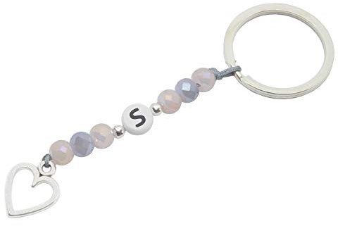 Selfmade Jewelry Schlüsselanhänger Silber Herz Handgemachter Anhänger mit Buchstaben Inkl. Geschenk-Verpackung (S)