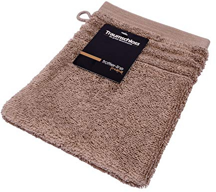 Traumschloss Frottier-Line Premium hautsympathischer Waschhandschuh aus 100% amerikanischer Supima Baumwolle 600g/m², Farbe:Taupe, Größe:16x21