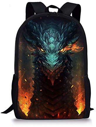 Rucksack mit coolem Drachen-Druck, beliebte Büchertasche, Schulrucksack für Grundschule oder Mittelschule, Jungen und Mädchen
