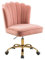WOEOA Bürostuhl Samt,Mädchen Schreibtischstuhl,Drehstuhl,Höhenverstellbar Muschel Stuhl,360° Drehbar Rollen Computerstuhl,Gold Stuhlbeine für Schminktisch,Bürodame (Rosa)