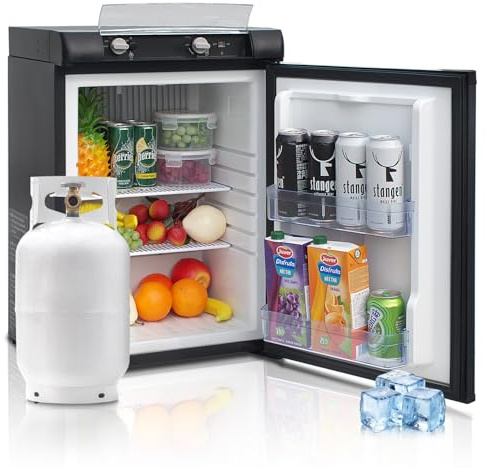 Techomey Propane Refrigerator off Grid, RV Fridge LPG/110V/12V, 3 Way Absorption Gas Refrigerator for Camper, Semi Truck, 2.1 Cu.Ft, Black