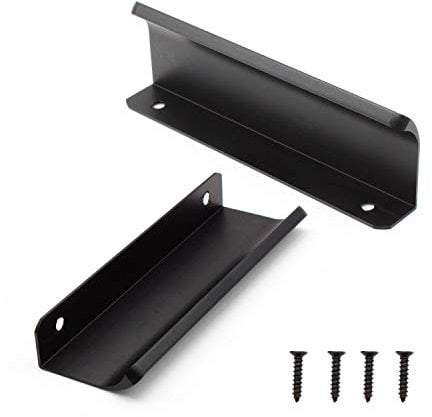 CHSEROK 2 Piezas Tiradores para Muebles Tiradores Ocultos de Armario, 120 mm Manijas de Perfil de Cajón Negro, Tirador de Cajón Moderno se puede utilizar en Cocinas, Cajones, Armarios