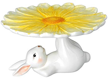 H.Bauer jun. Teller Hase aus Porzellan - 20 cm handbemalt & glasiert, lebensmittelecht - dekorativer Osterteller mit liegendem Hasenmotiv, ideal für Gebäck, Süßigkeiten & Frühlingsdeko