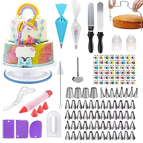 EEYZD Kit de decoración de Pasteles, Que Incluye Soporte Giratorio para Pasteles, espátula, Accesorios para Hornear, Accesorios de Cocina (175 Piezas)