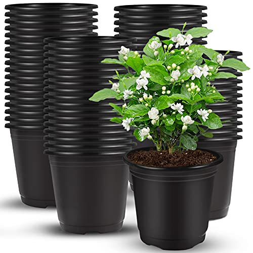 Augshy Lot de 150 pots de semences en plastique noir de 10,2 cm