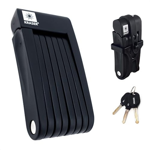 KRASER KR7022B Antifurto Bici Catena Bicicletta Lucchetto Pieghevole Monopattino Elettrico Portatile Acciaio Universale 70cm Staffa di Fissaggio Blocco Scooter Custodia Sella