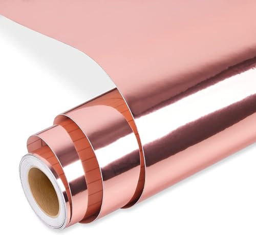 Prime Vinyl Rose Gold Permanent Vinyl Roll, Rose Gold Vinyl for Cricut, 12‘’ x 15 FT, Metallic Self Adhesive Vinyl, Vinyl for Silhouette Cameo, Cutting Machine, Home Decal, Easy to Weed