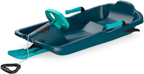 Gizmo Riders - Snow Sleds for Kids and Toddlers - Toboggan Style, Bobsled with Wheel and Brakes, Easy Snap Together Assembly, Anti-Slip on Plastic Seat, Ages 3+, 110 lbs