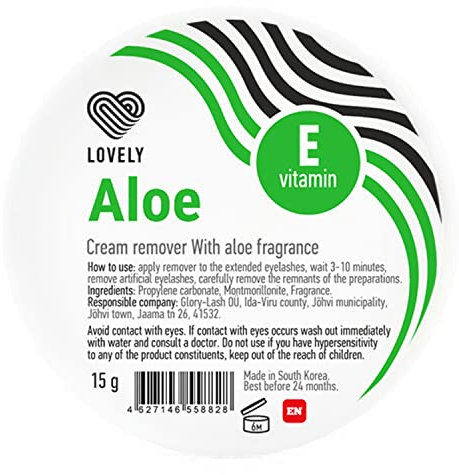 P-Beauty Cosmetic Accessories | Lovely Lash Extension Cream Remover | For gentle, quick & careful removal of eyelash extensions and eyelash glue | various fragrances [15g] (Aloe Vera)
