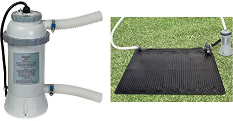 Intex 28684 Riscaldatore Acqua per Piscine & 28685 Pannello Solare I.3, 7.570 l/h, 22.22 x 31.75 x 17.14 Cm, Multicolore