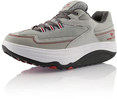 Fusskleidung® Damen Sneaker Abrollsohle Sportschuhe leichte Gesundheitsschuhe Grau Rot EU 36