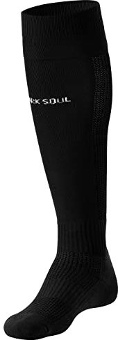 STARK SOUL Fussballstutzen mit gepolsterter Sohle, Sportsocken, Fussballsocken, für Herren & Damen | Schwarz | Größe: 39-42