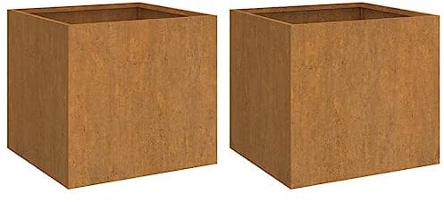 vidaXL Pflanzkübel 2 STK., Blumenkübel zum Selber Bauen, Hochbeet für Garten Balkon Terrasse, Pflanzkasten aus Metall, Blumenkasten, Cortenstahl