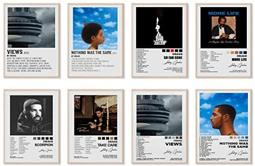 ASTRDECOR Drake Poster 8er Set, Musikalbum Cover Poster Drake Signed Limited Poster für Zimmer Ästhetische Leinwand Wandkunstdrucke für Teenager, Mädchen Zimmer Dekor (20.3x25.4 cm, ungerahmt)