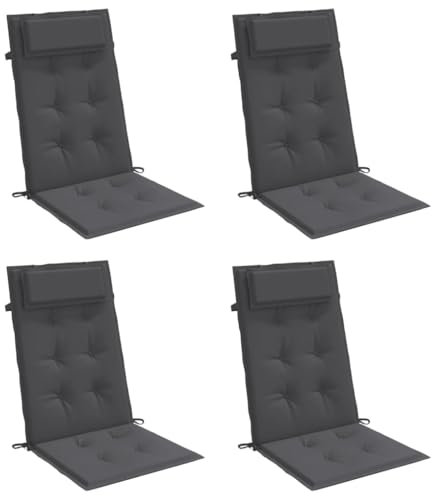 vidaXL Hochlehner Auflage 4 STK., Sitzkissen für Gartenmöbel Hocker Ottomanen, Wasserabweisendes Sitzpolster, Sitzauflage Stuhlauflage, Anthrazit Oxford Gewebe