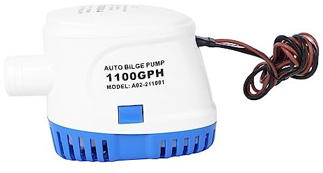 Gogogmee Automatic Submersible Bilge Pump 24V 1100GPH Built-in Float Switch Electric Water Pump for Boats Camping Small Swimming Pools Fountains White Cover
