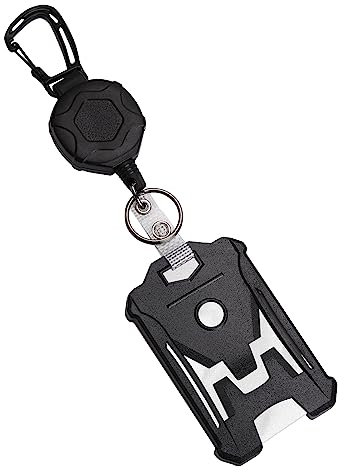 Xnourney Porte-badge , porte-carte d'identité tactique, porte-clés mousqueton robuste, - Heavy Duty avec rouleau de badge rétractable de 31,5’’ porte badge enrouleur
