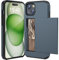 ACOCOBUY for iPhone 15 Case with Card Holder Sliding Cover Hidden Pocket IDs Credit Cards Slot Heavy Duty Shockproof Protective Dual Layer Wallet Phone Cover Back Shell for Men Women 6.1 inch Navy