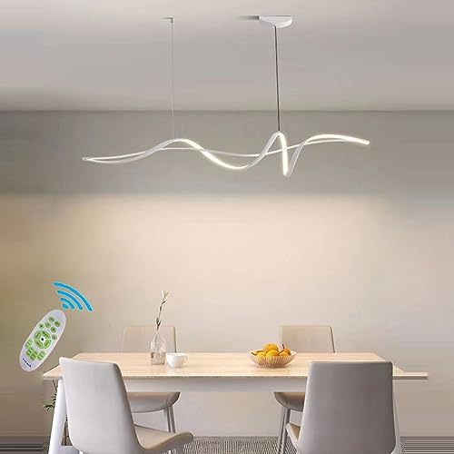 Pendelleuchte Esstischlampe LED Dimmbare 120CM Hängelampe Moderne Spirale Design Pendellampe Esszimmerlampe Höhenverstellbarer Küchenlampe für Küche Büro Wohnzimmer Bar Pendelleuchte (Weiß, L120CM)