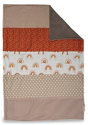 ULLENBOOM ® Babydecke 70x100 cm, Regenbogen (Made in EU) - Aus Baumwolle & flauschigem Fleece (OEKO-TEX Standard), Baby Decke Neugeborenen, ideal als Kinderwagendecke oder Kuscheldecke