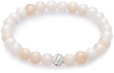 day.berlin Damen Perlenarmband Neo, Rosenquarz matt, Naturstein Armband mit 6mm Edelsteinen, flexibles Zugband 17cm lang, handgeknüpft mit Strass Perle