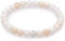 day.berlin Damen Perlenarmband Neo, Rosenquarz matt, Naturstein Armband mit 6mm Edelsteinen, flexibles Zugband 17cm lang, handgeknüpft mit Strass Perle