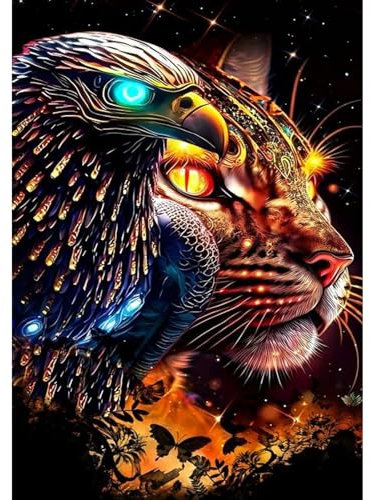 NAIMOER Tiger Diamond Painting für Erwachsene, Diamant Bilder Tiere, Adler Malerei für Kinder, 5D Set für Home Décor (30x40cm)