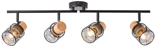 Brilliant Lampe Santy Spotrohr 4flg schwarz/natur braun 4x D45, E14, 42 W