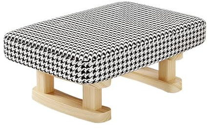 Rechteckiger Fußhocker Sitzhocker, Hocker mit Holzfüßen, Gepolsterte Sitzfläche, Sitzbank Fußbank, Fusshocker Polsterhocker Tritthocker Fußablage, Pouf Sitzpuff für Wohnzimmer, Schlafzimmer (A)
