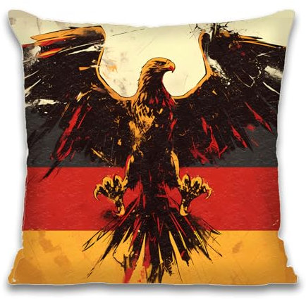 Cosymate Federa decorativa – Bandiera della Germania con aquila che allarga le ali, 45 x 45 cm