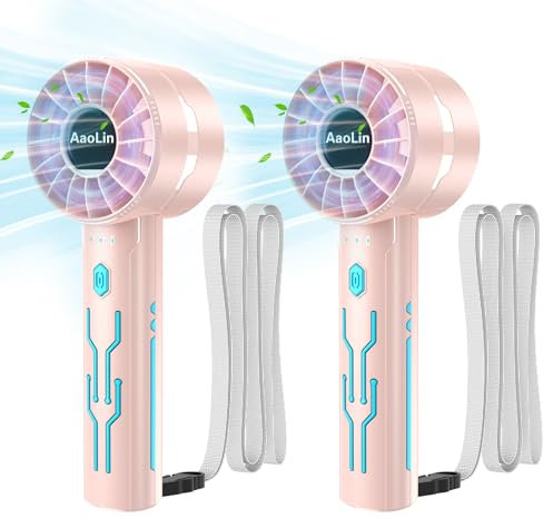2pcs Portable Handheld Personal Neck Fan - Small Rechargeable USB Mini Fan with High Speed Motor, 4-Speed, Lanyard, Lasts 4-16 Hours - Perfect for Summer, Outdoor, Travel, Children, Women, Gift