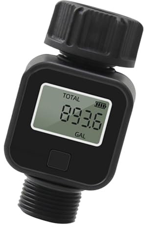 Digitaler Wasserzähler, Wasserzähler mit LCD-Display, Multi-Messmodi, praktischer Wasserzähler für den Garten, IPX5, Wasserdurchflussmesser verfolgt Gallonen/Liter Verbrauch & Durchflussmenge für