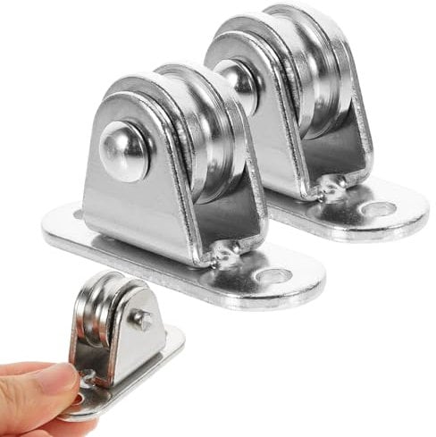2 Pcs Pulley Wheel, Pulley Block, Washing Line Pulley Kit, Fixed Pulley For Handling And Moving Sliding Gate Wire Rope Cable Crane Fitness For Sun Shade Sails Wave Sunscreen Canopy Cover Kits