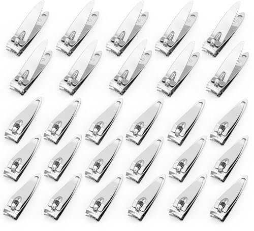 30 Pieces Nail Clippers Flat Toenail Clippers Stainless Steel Toenail Clippers Manicure Pedicure Sturdy Trimmer Set for Men and Women