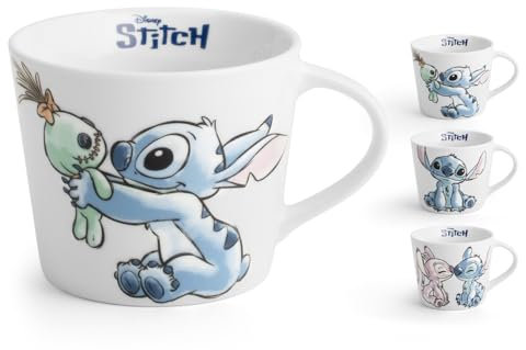 Home -Stitch Sketch, Set 6 Tazas Jumbo, tazas desayuno, personaje Stitch, de porcelana decorada, 40 cl