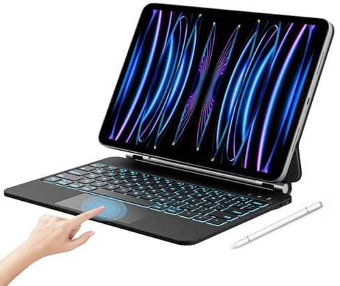 IXTRA Magic Keyboard Case for iPad Air 11/10.9 & Pro 11 4/3/2/1 Gen, Black | For iPad Air 11 M4/M3/M2, Air 10.9 5/4 & Pro 11 4/3/2/1 Gen, Floating Cantilever Stand, Multi-Touch Trackpad, 7-Color Backlit